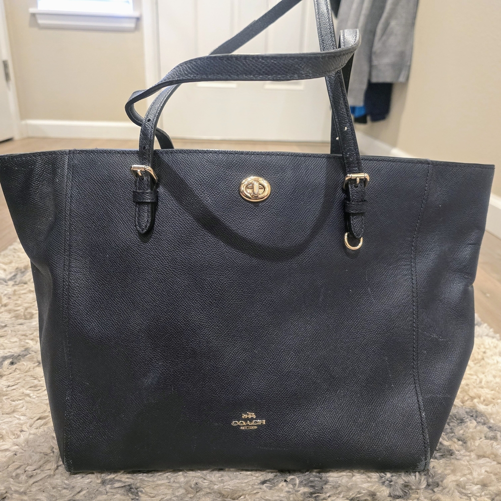 Coach Black Leather Tote Bag